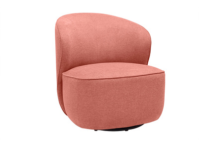 Fauteuil design pivotant en tissu effet velours textur&eacute; terracotta AMBER