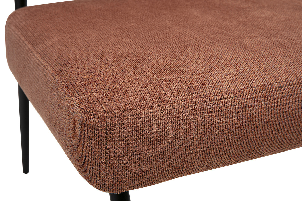 Assise en tissu chenille textur� terre br�l�e du fauteuil VEDANA, vue d�tail.