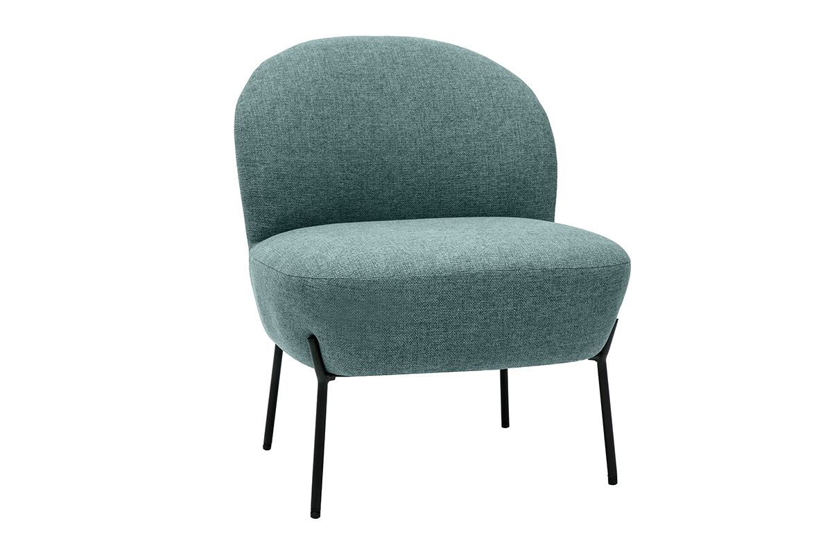 Fauteuil en tissu vert de gris et m�tal noir BELEY