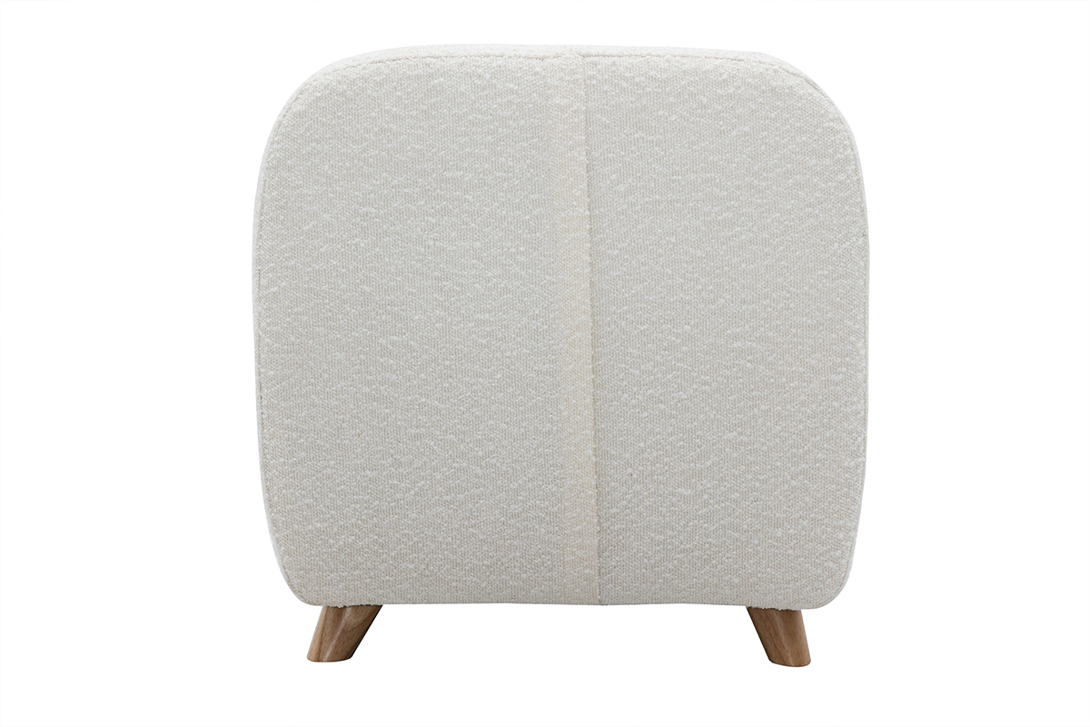 Fauteuil enfant scandinave en tissu effet laine boucl�e blanc et bois clair NORKID