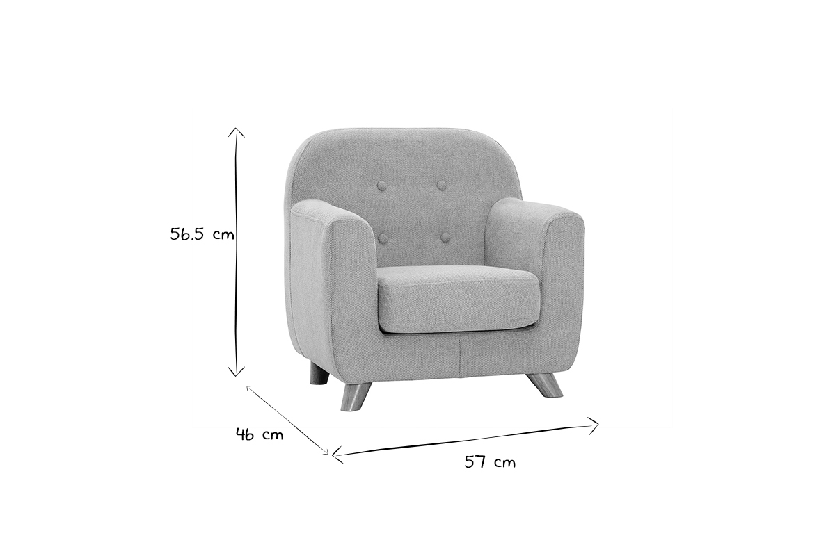 Fauteuil enfant scandinave en tissu effet velours textur� rose et bois clair NORKID