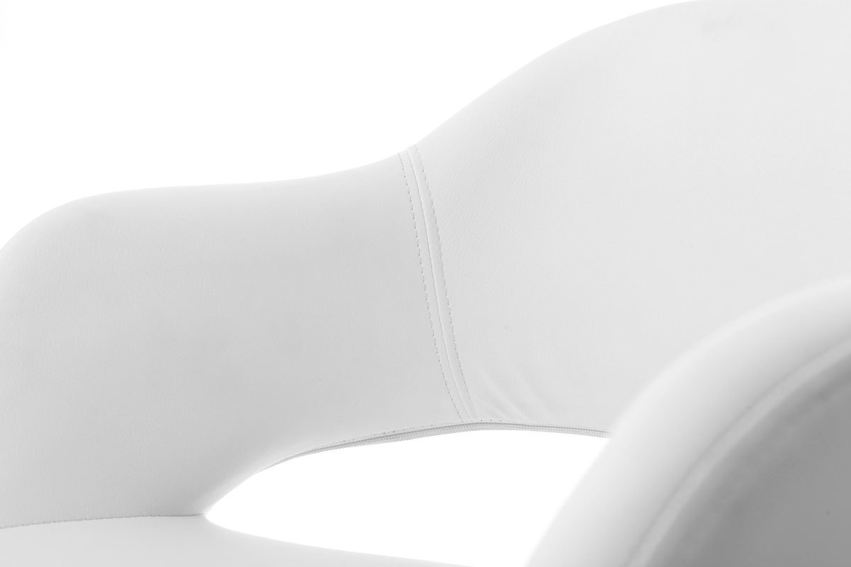 D�tail du fauteuil pivotant design blanc JESSY, vue de pr�s sur l'assise et le dossier.