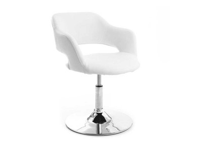 Fauteuil pivotant design blanc et acier chrom&eacute; JESSY