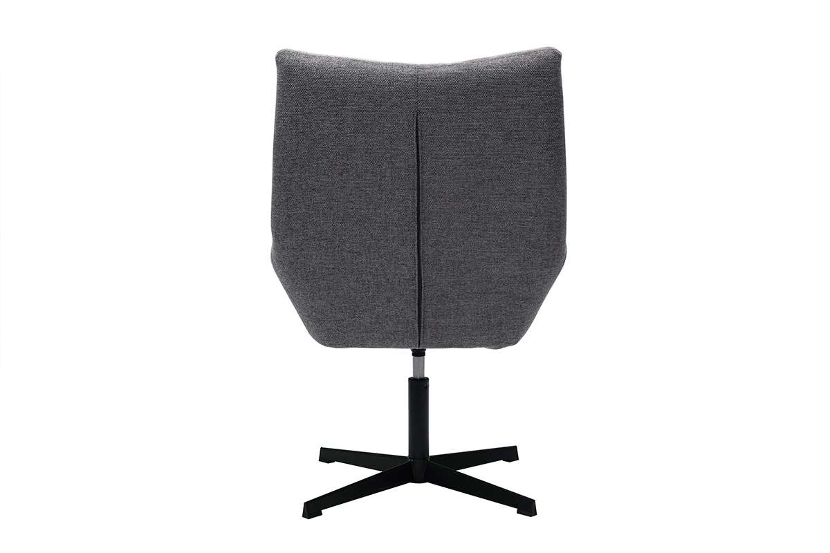 Fauteuil pivotant design en tissu effet velours texur� gris et m�tal noir KING