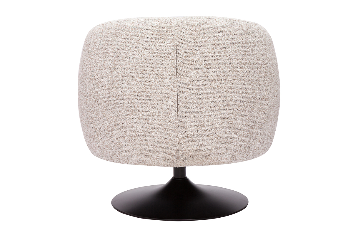 Fauteuil pivotant en tissu effet bouclette beige et m�tal noir BOWIE