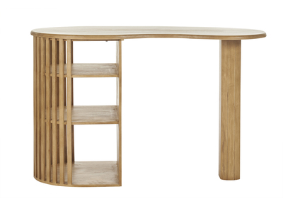 Ilot - table de bar avec rangements en bois clair manguier massif H90 cm LOBIO