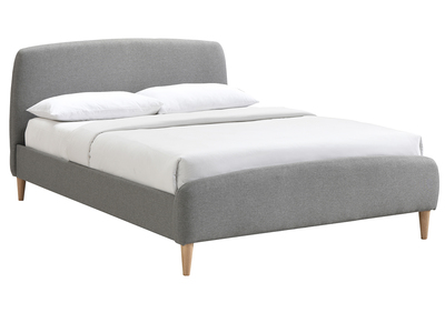 Lit 2 places 140x200 cm en tissu gris NIELS