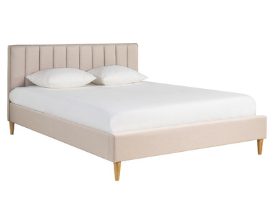 Lit 2 places 160x200 cm en tissu beige DIANE