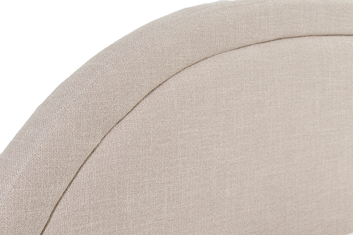 D�tail de la t�te de lit arrondie en tissu beige du lit CHARLINE.