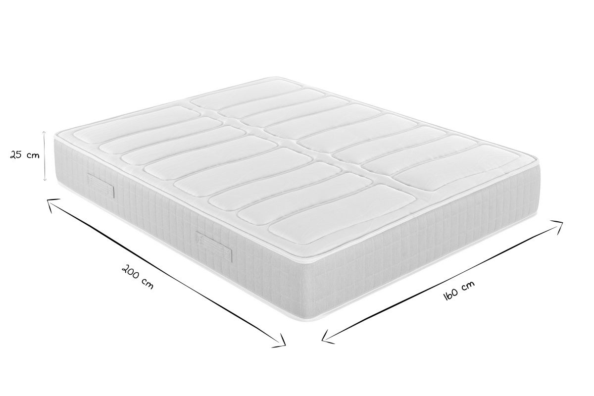 Matelas 160x200 cm � ressorts ensach�s avec accueil mousse � m�moire de forme 25 cm BEN