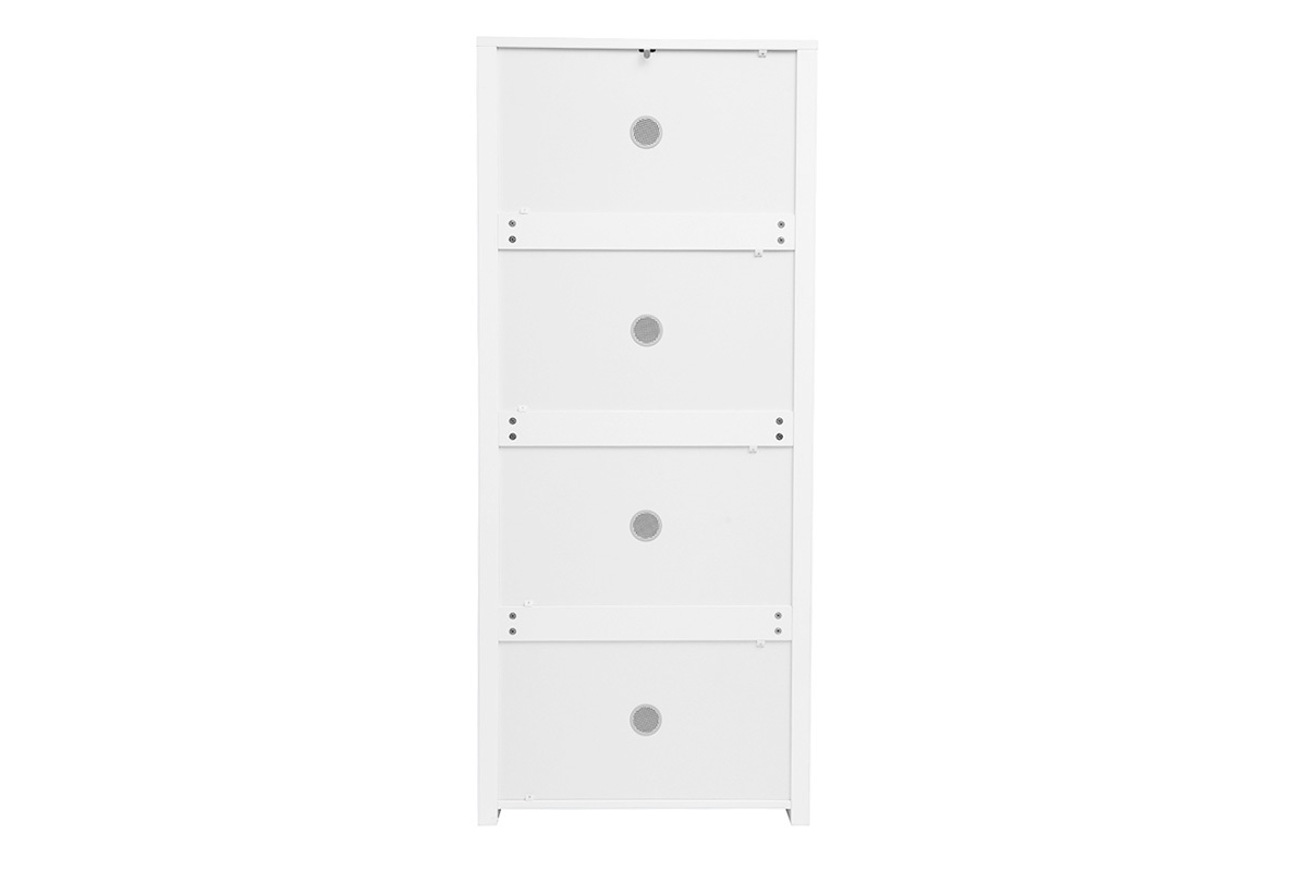 Meuble � chaussures blanc � 4 portes, vue de dos.