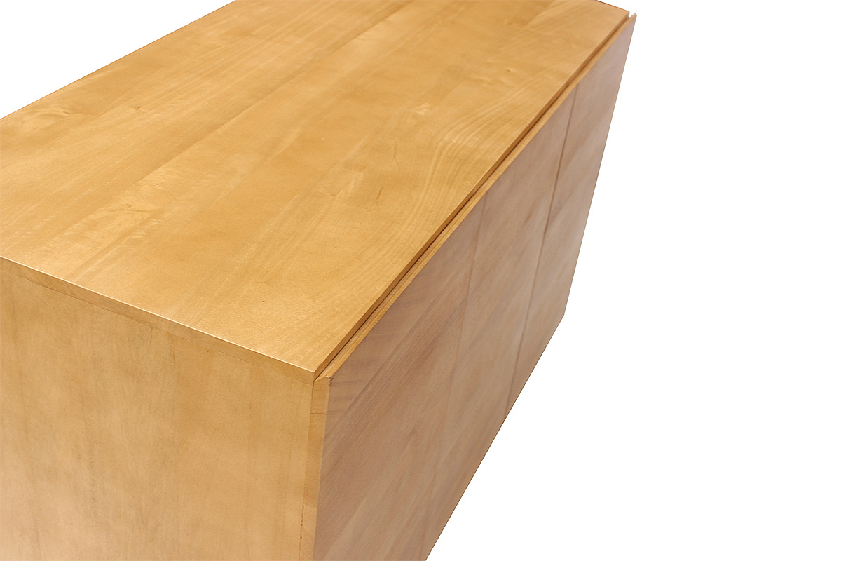 Vue de dessus du meuble de salle de bain en bois manguier massif, angle l�g�rement inclin�