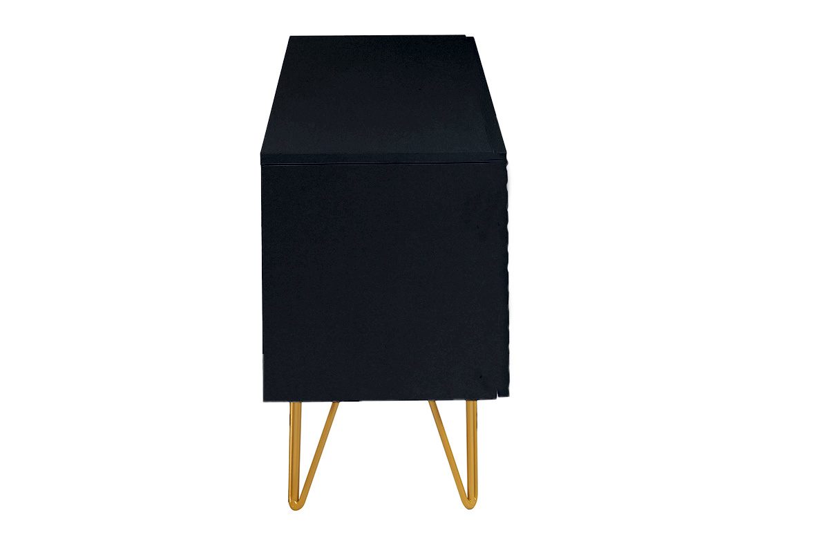 Meuble TV design noir et m�tal dor� L140 cm OZEN