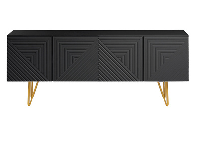 Meuble TV design noir et m&eacute;tal dor&eacute; L140 cm OZEN