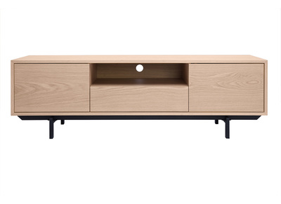 Meuble TV finition bois ch&ecirc;ne avec niche ouverte L160 cm MANNY