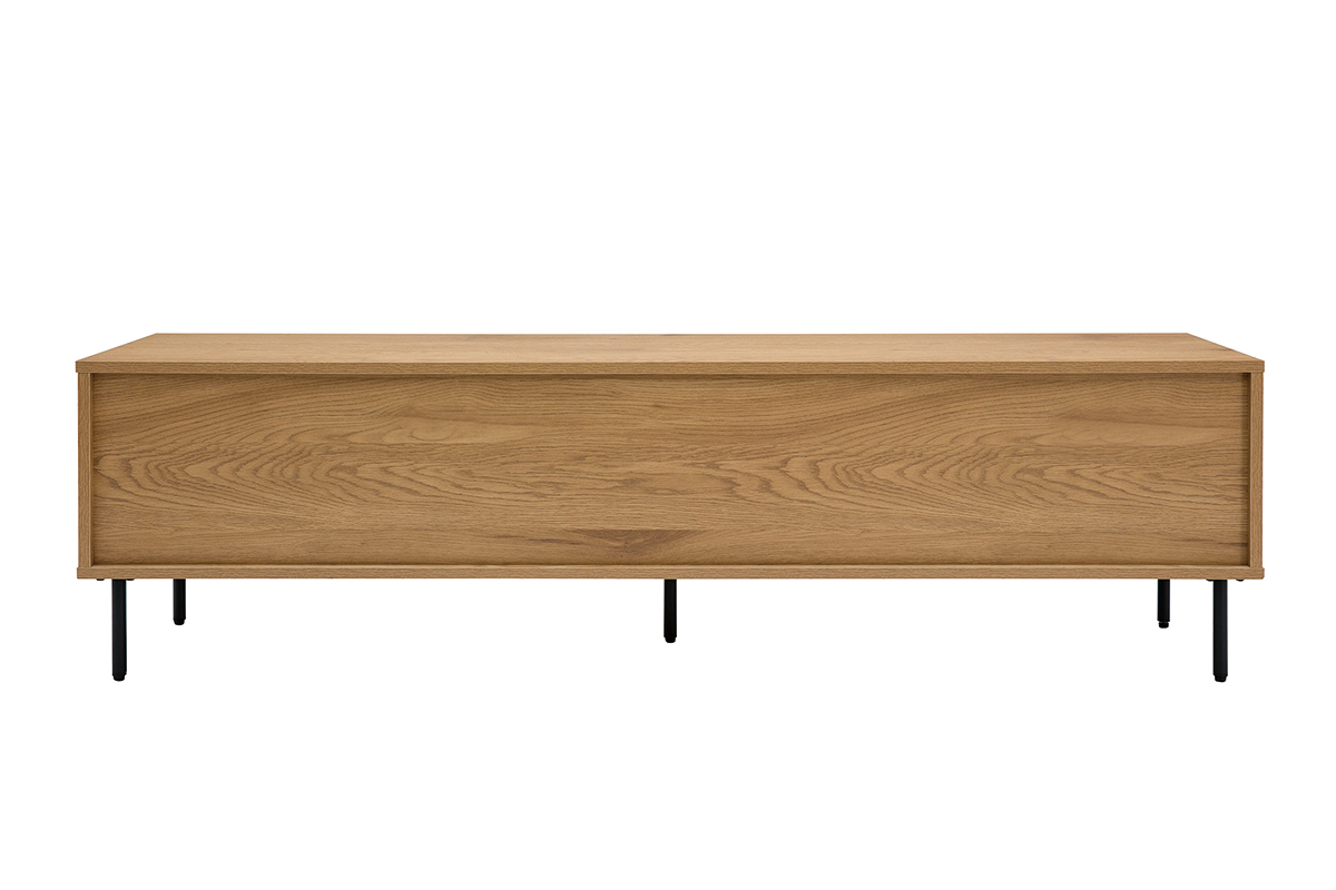 Meuble TV finition bois clair ch�ne 2 tiroirs L160 cm ARAGON