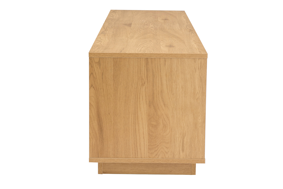 Meuble TV finition bois clair ch�ne 2 tiroirs L160 cm MADERO