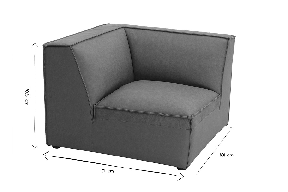 Module d'angle central pour canap� en cuir marron avec dimensions