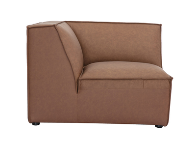 Module d'angle central pour canap&eacute; en cuir marron SPLIT