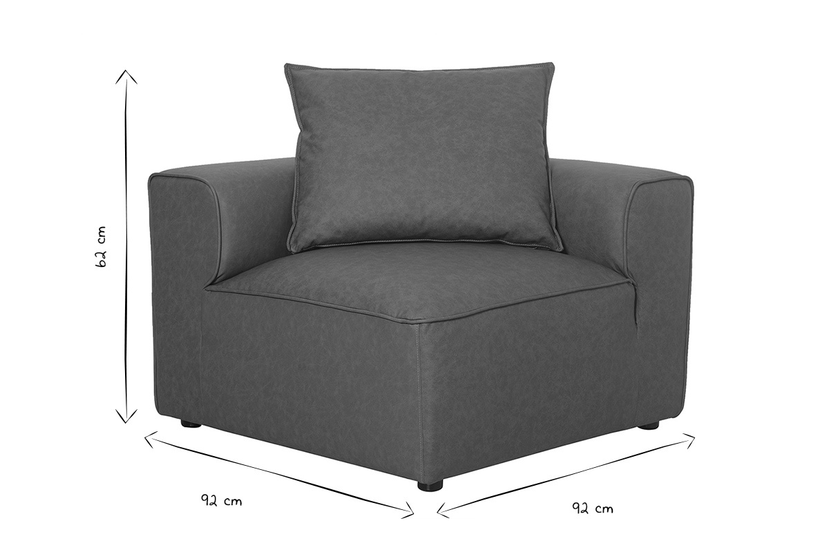 Module d'angle droit pour canap� en cuir marron FERGUS