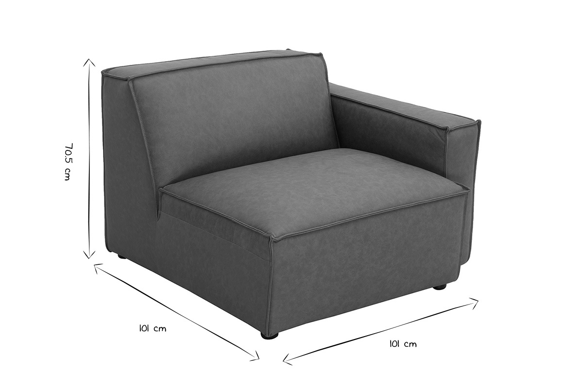 Dimensions du module d'angle droit pour canap� en cuir marron SPLIT