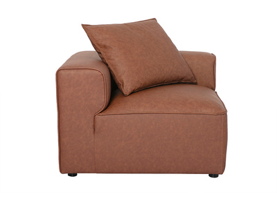 Module d'angle gauche pour canap&eacute; en cuir marron FERGUS