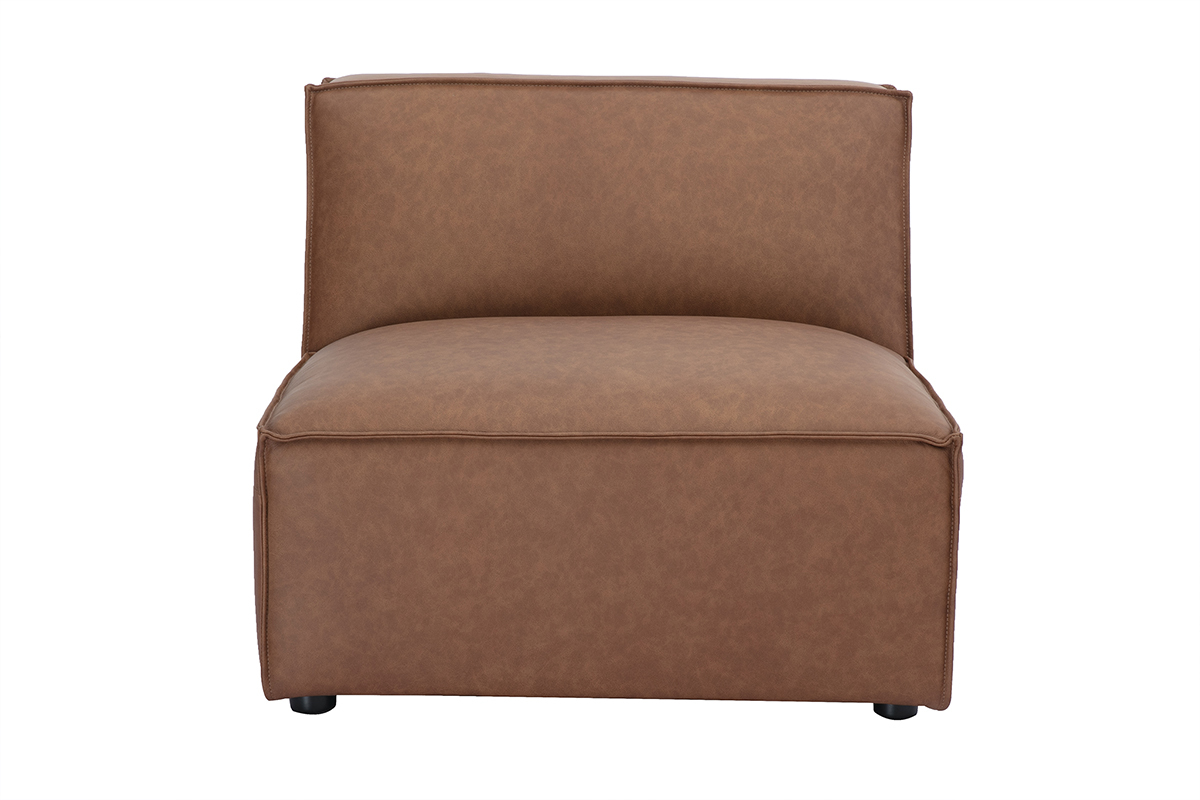 Module droit pour canap� en cuir marron SPLIT