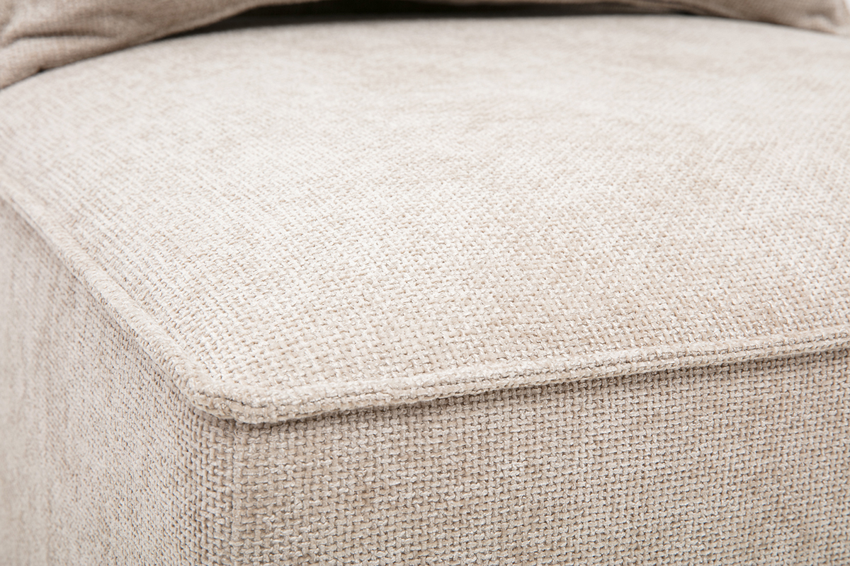 Module droit KERRY en tissu effet velours textur� beige, vue d�taill�e du dessus.