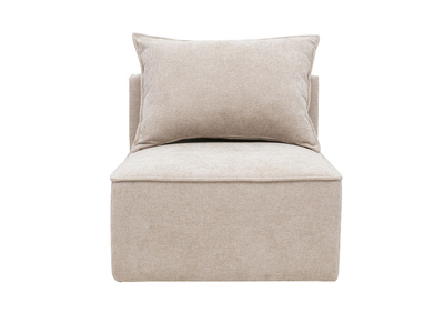 Module droit pour canap&eacute; en tissu effet velours textur&eacute; beige KERRY