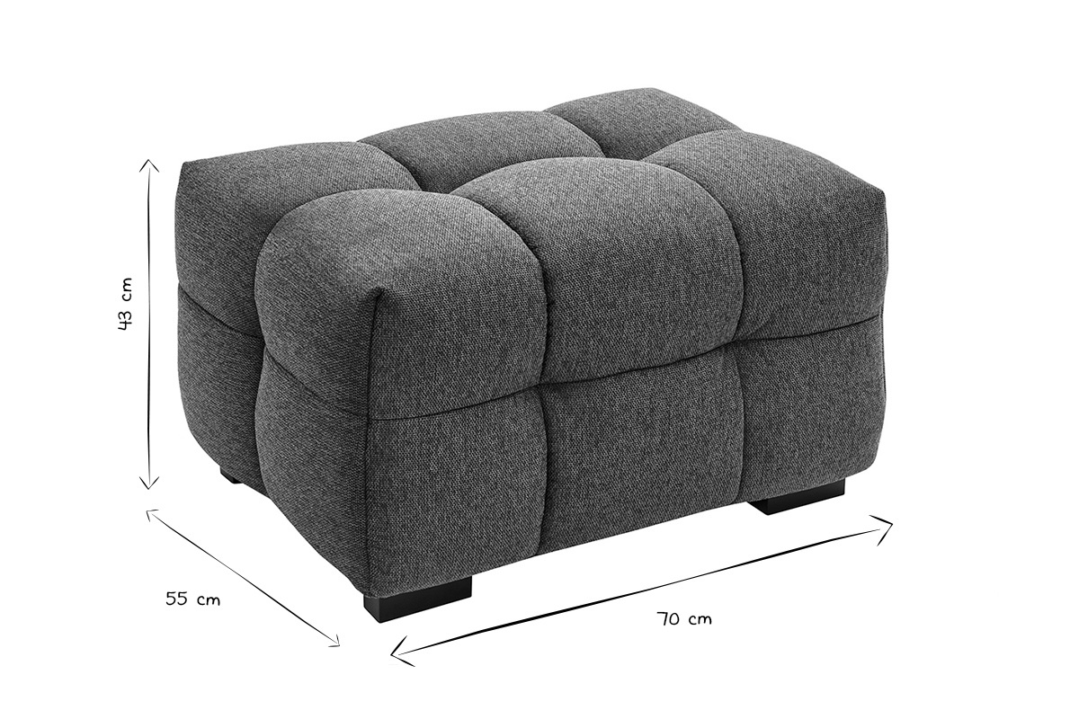 Pouf repose-pieds design en tissu effet velours textur� bleu fonc� CORTO