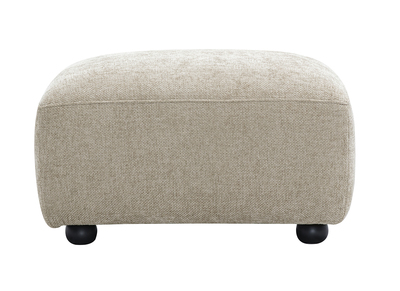 Pouf repose pieds en tissu effet velours textur&eacute; beige JOYA