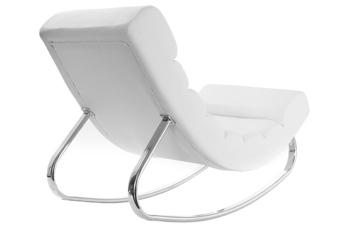 Rocking chair design blanc et acier chrom� TAYLOR