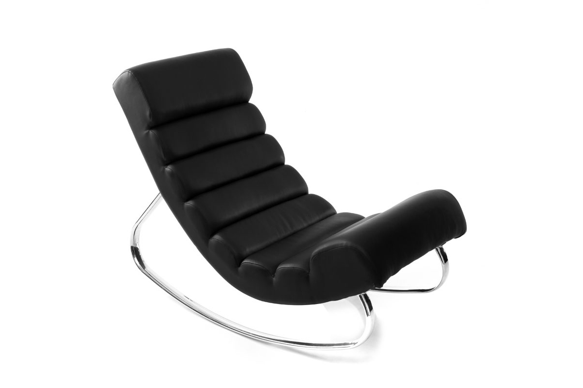 Rocking chair design noir et acier chrom� TAYLOR