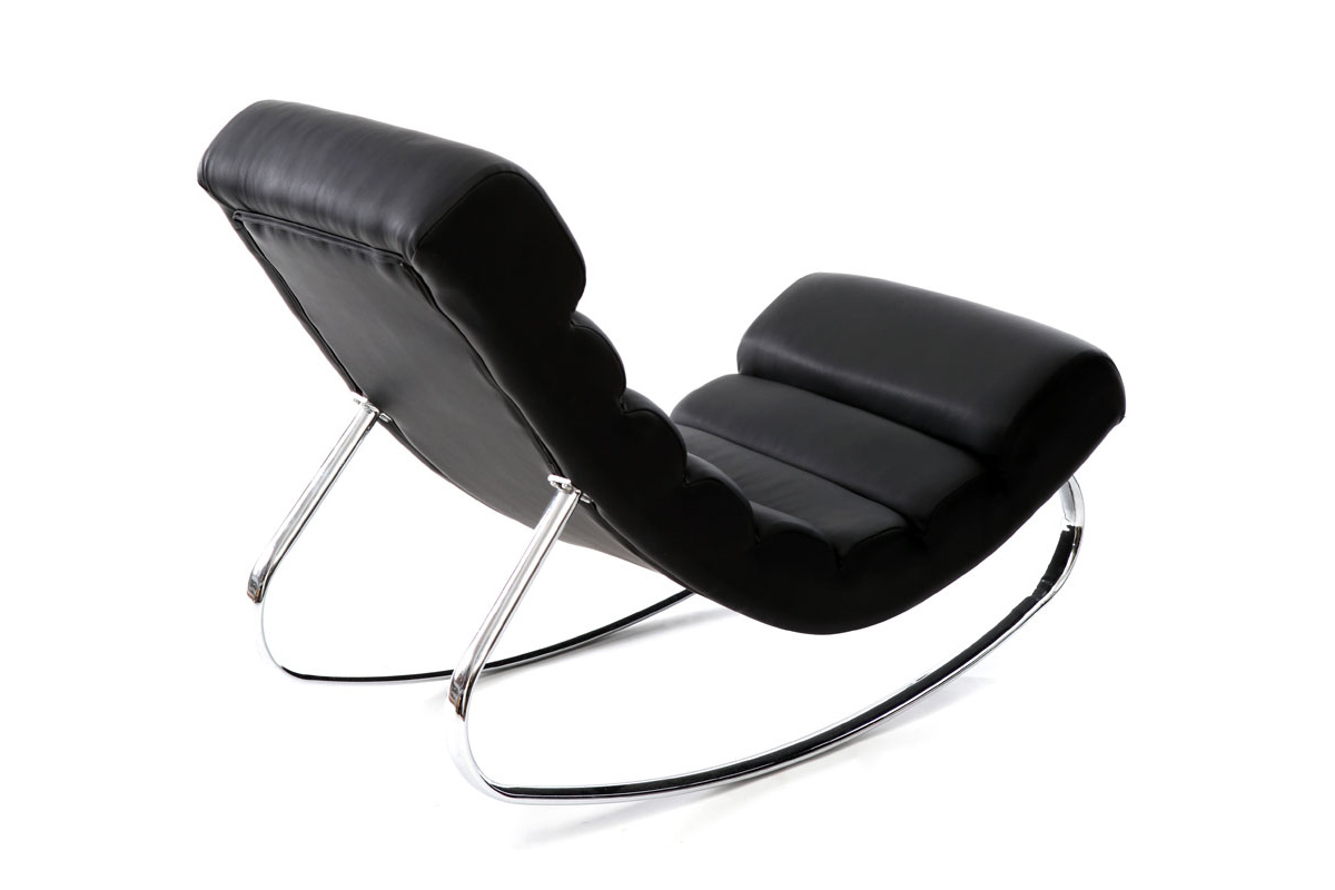 Rocking chair design noir et acier chrom� TAYLOR