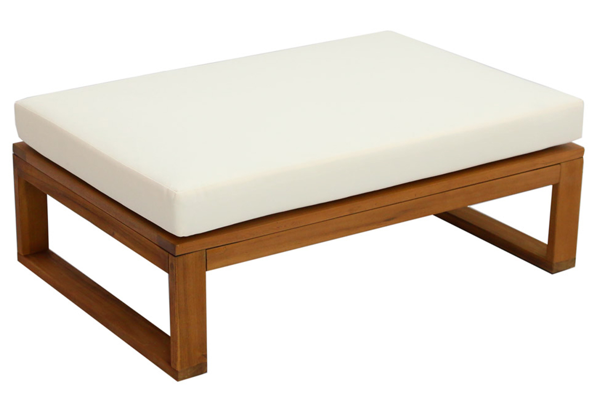 Salon de jardin d'angle 6-8 places en bois massif avec coussins d�houssables beige naturel SALSA