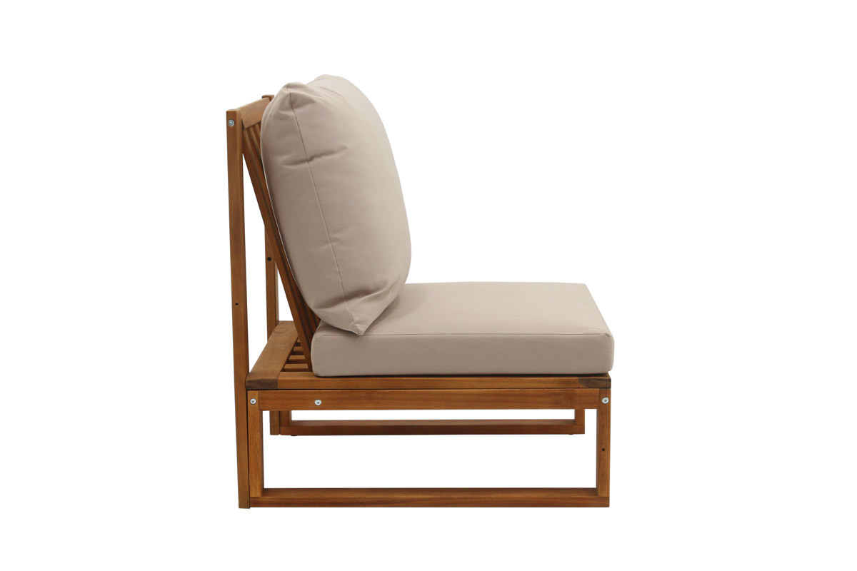 Salon de jardin d'angle 6-8 places en bois massif avec coussins d�houssables taupe SALSA
