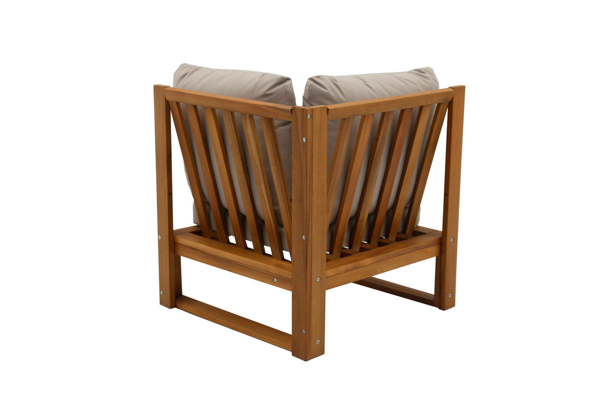 Salon de jardin d'angle 6-8 places en bois massif avec coussins d�houssables taupe SALSA