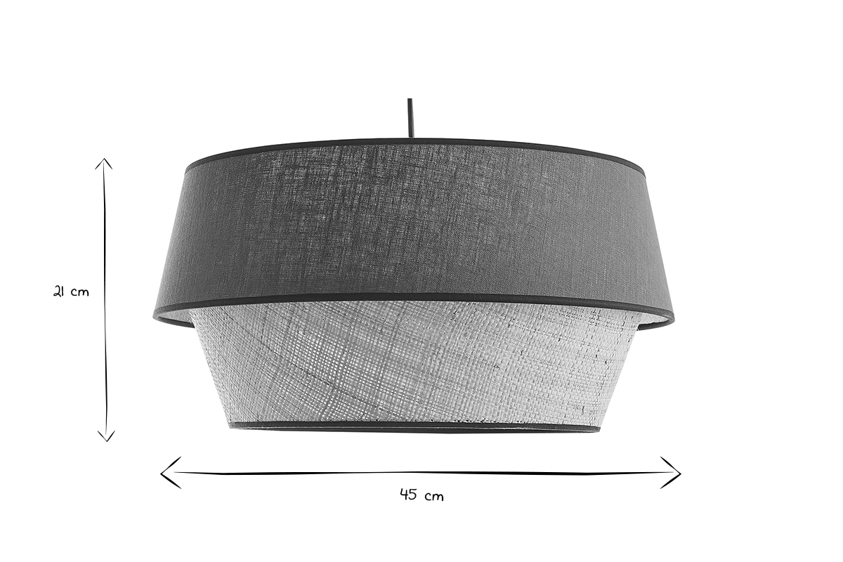 Suspension design bi-mati�re en lin bleu et rabane naturelle D45 cm SENSA