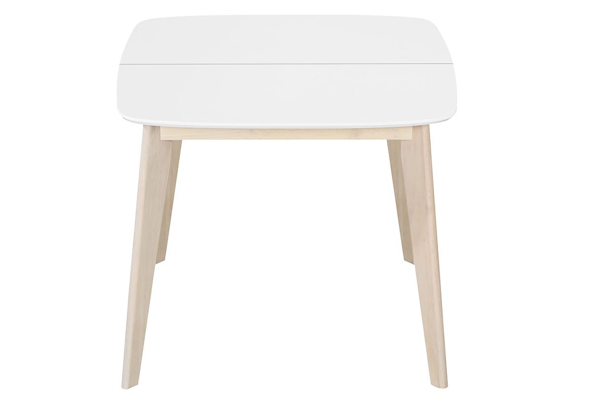 Table � manger extensible scandinave carr�e blanche et bois L90-130 cm LEENA