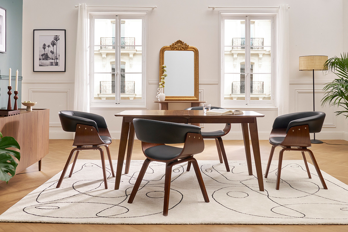 Table � manger extensible scandinave noyer L150-200 cm LEENA