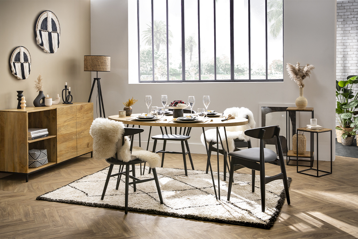 Table � manger ovale en bois manguier massif L160 cm VIBES