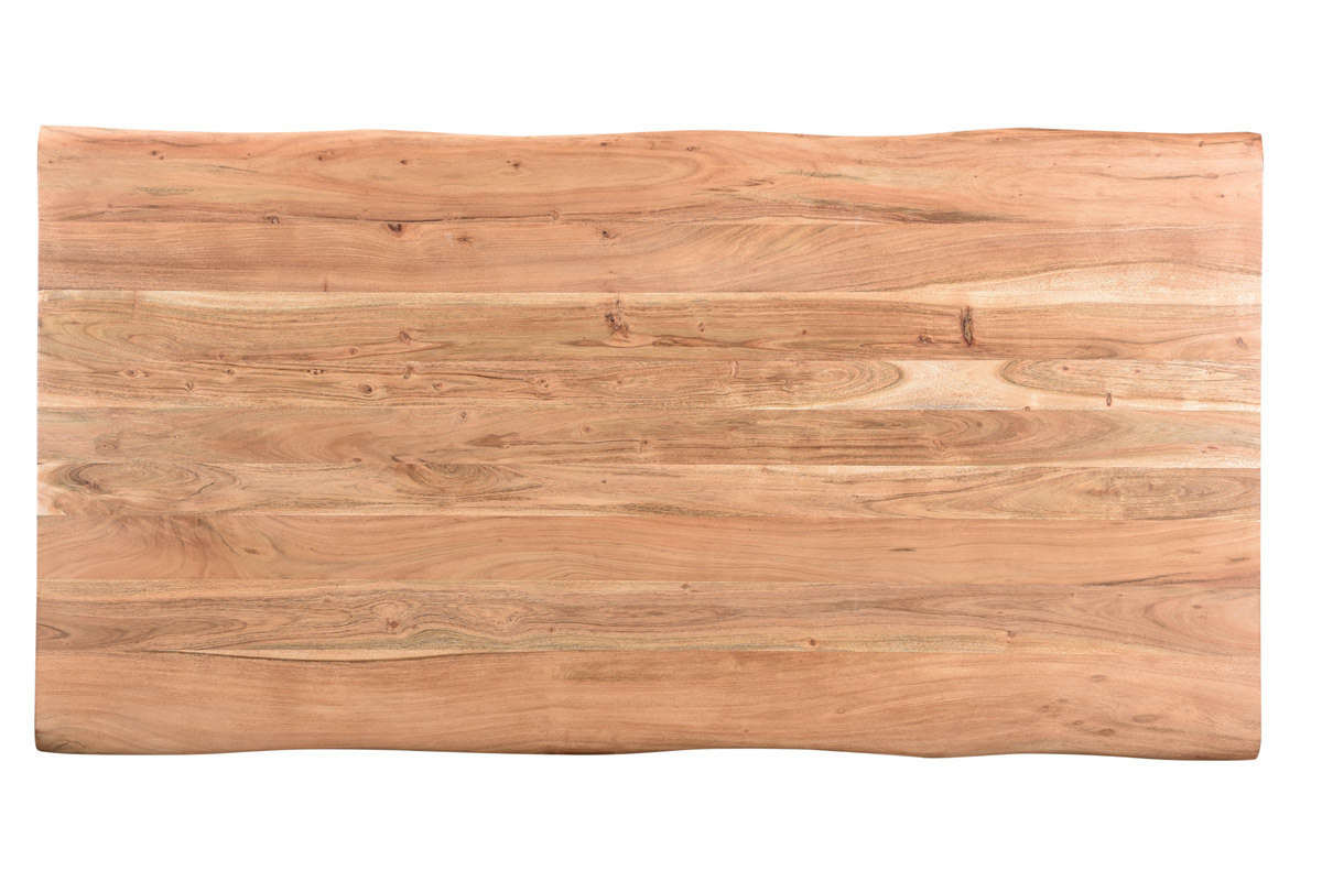 Table � manger rectangulaire en bois massif vue de dessus, bords irr�guliers.