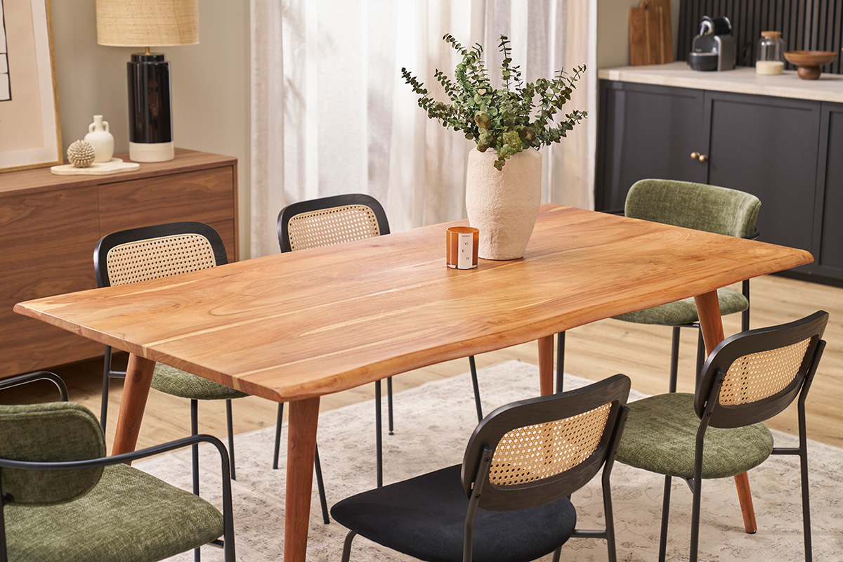Table � manger rectangulaire en bois massif L175 cm SAVANA