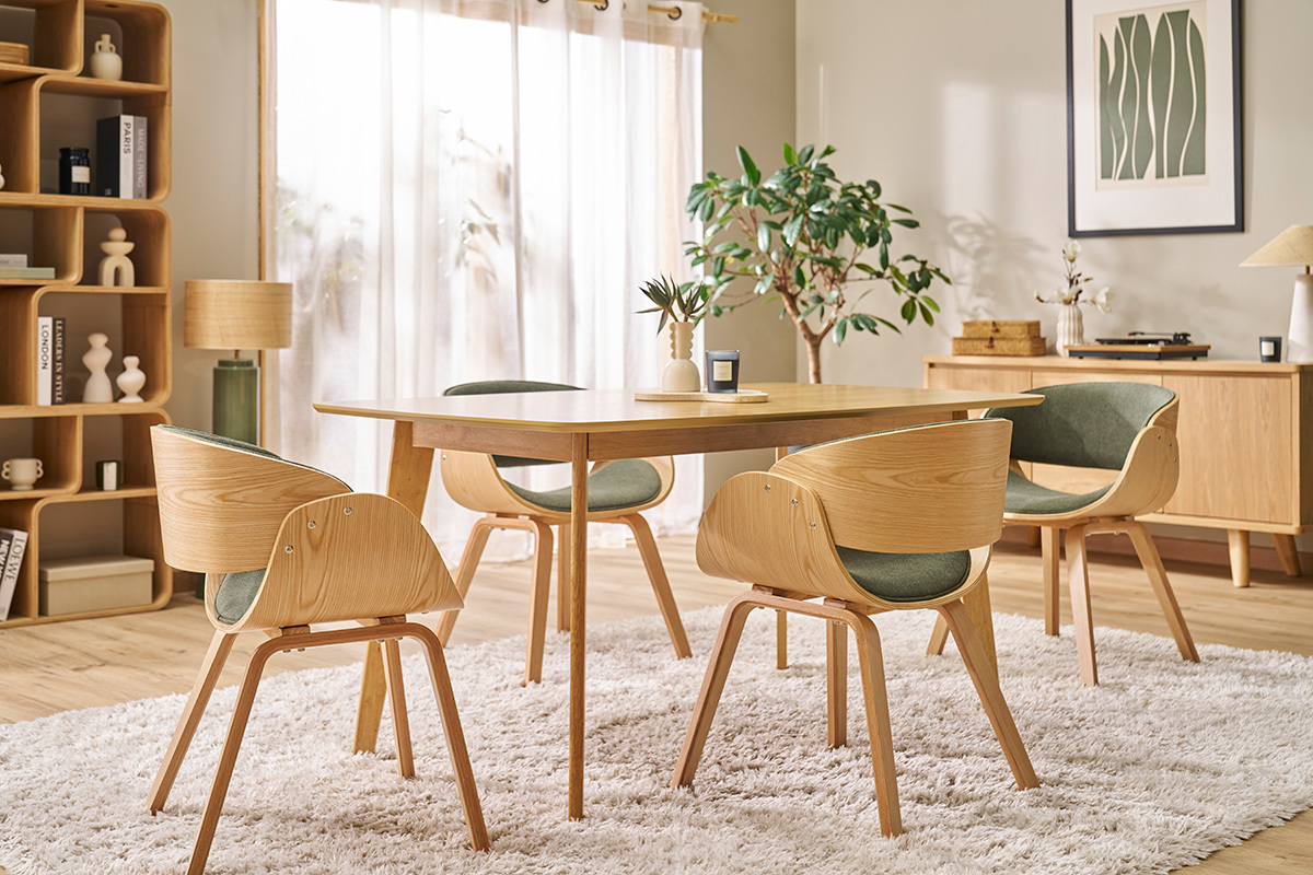 Table � manger rectangulaire scandinave bois fonc� noyer L150 cm LEENA