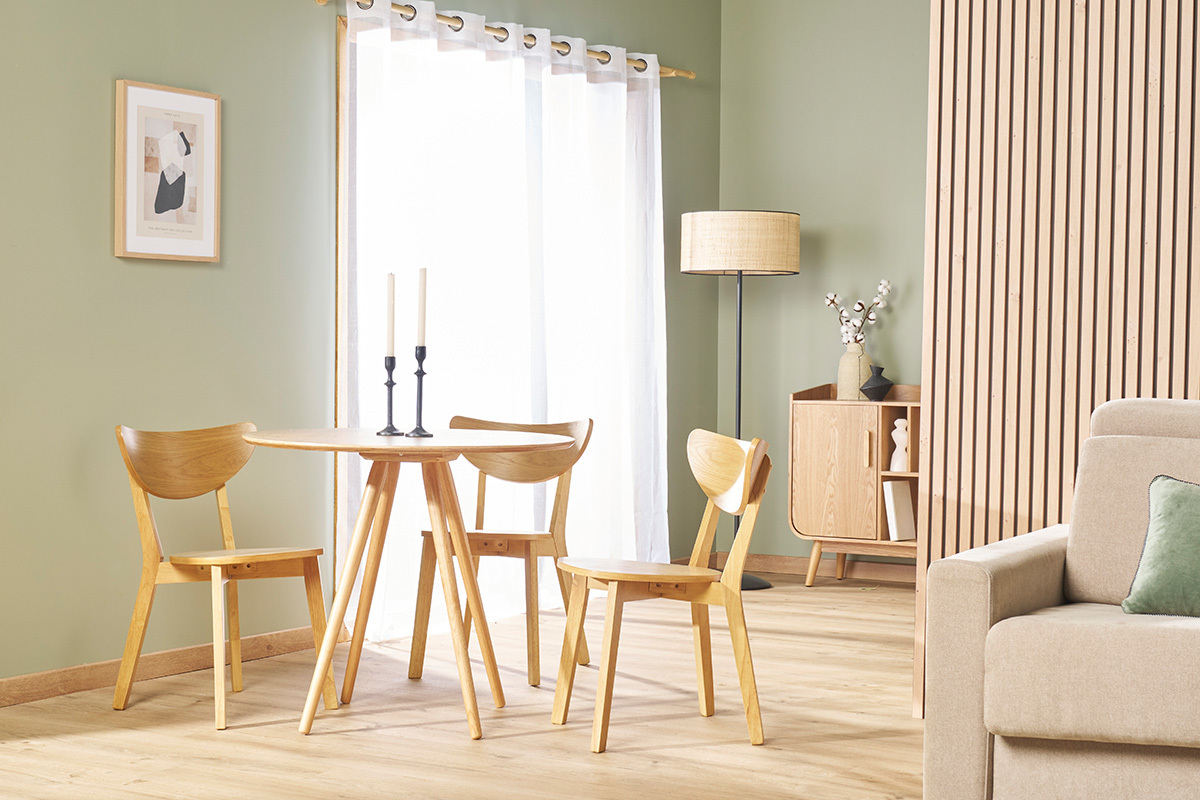 Table � manger ronde bois clair D90 cm ARTIK
