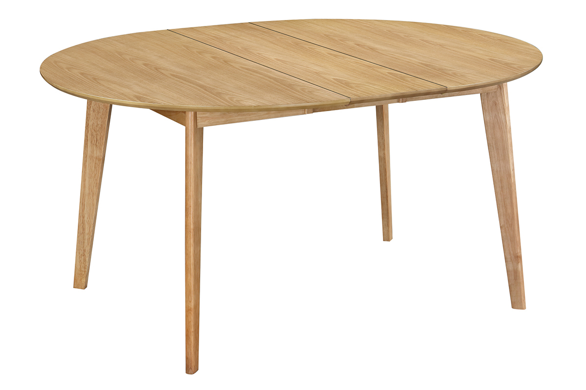 Table � manger ronde extensible finition ch�ne L120-150 cm LEENA