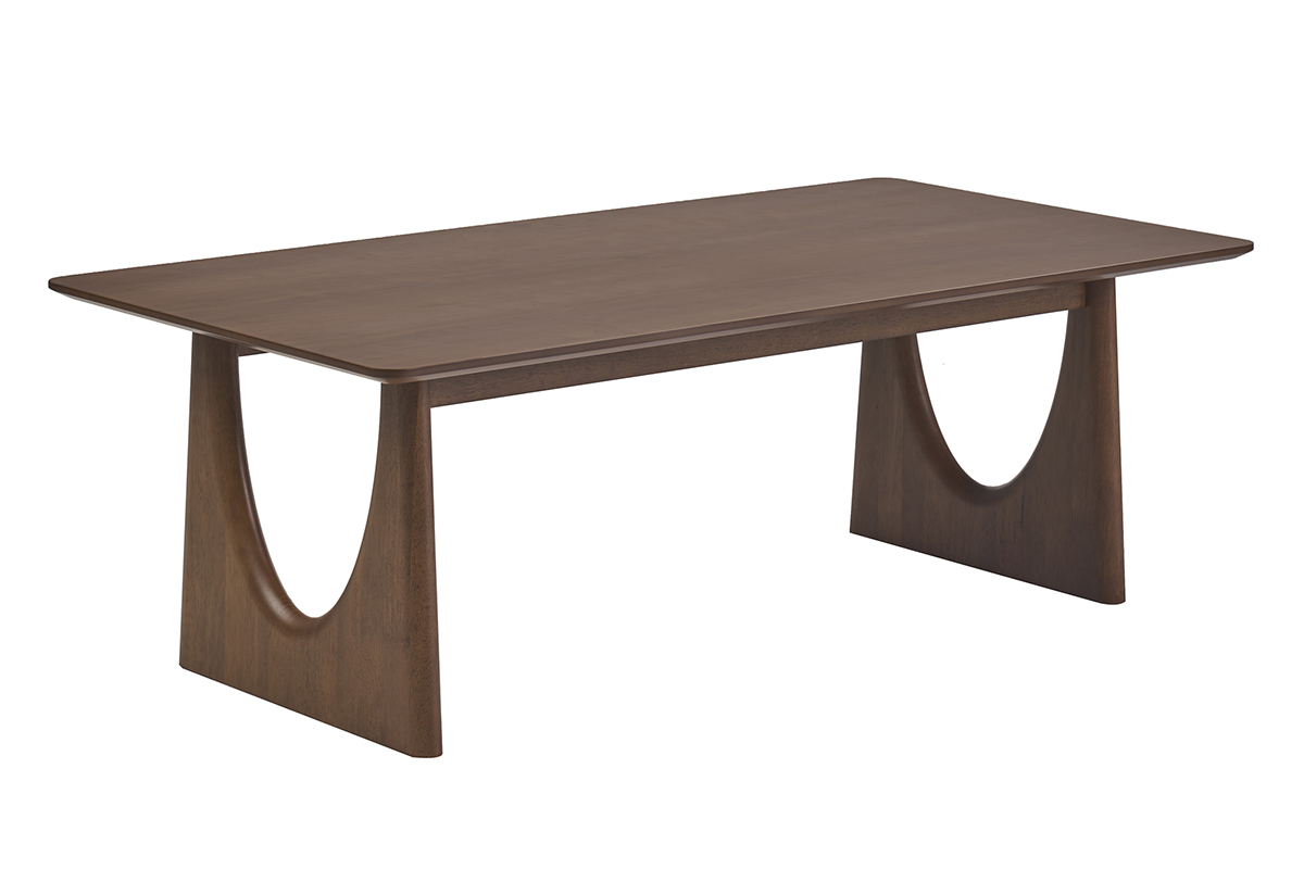 Table basse rectangulaire en bois fonc� noyer vue de 3/4