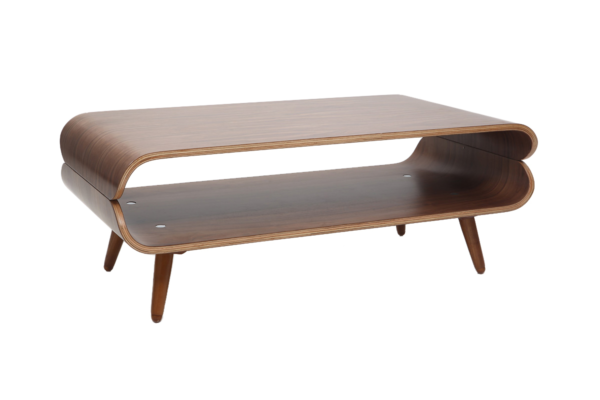 Table basse rectangulaire vintage bois fonc� noyer L118 cm TAKLA