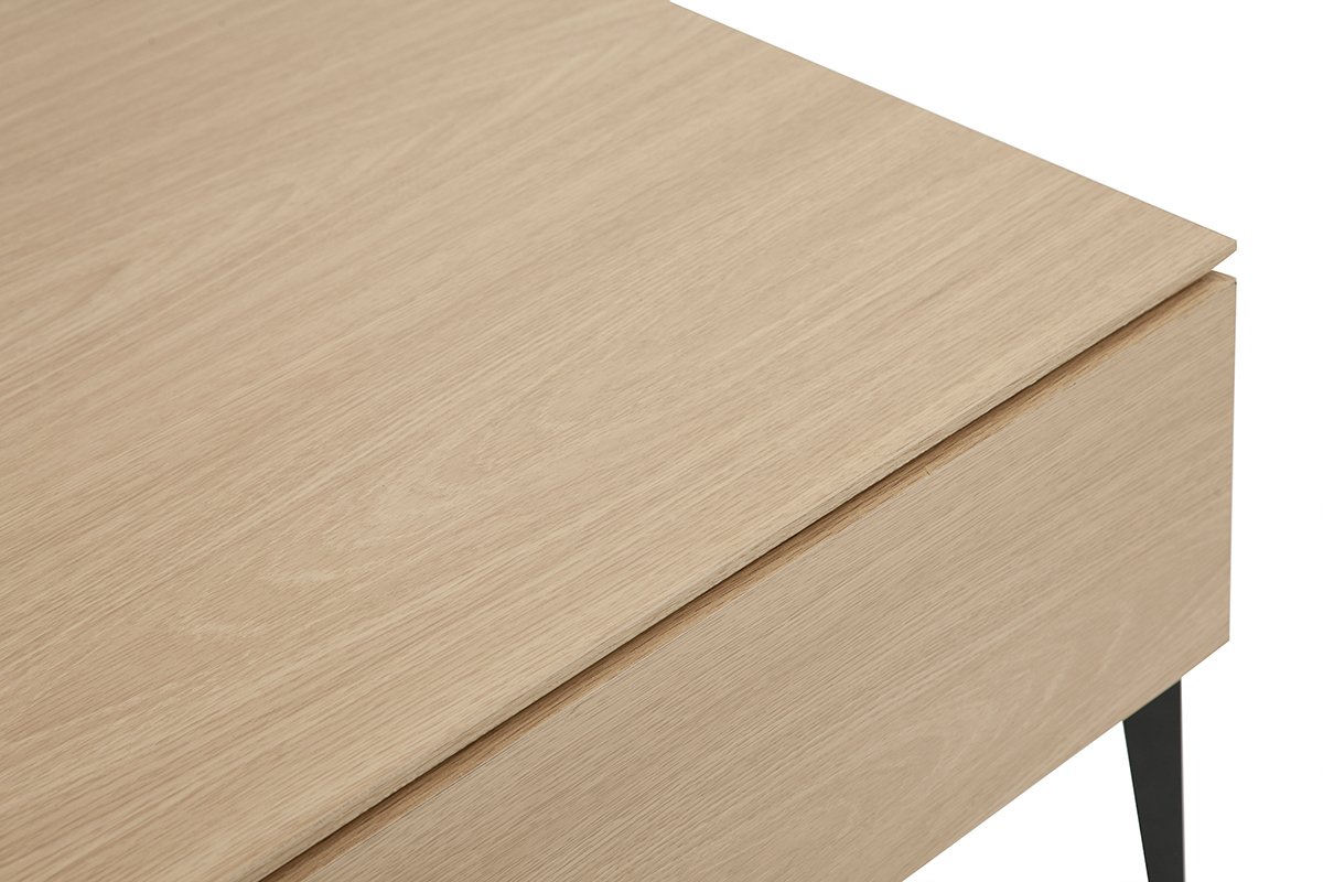 Table basse relevable rectangulaire bois clair finition ch�ne et m�tal noir L103 cm SEDA