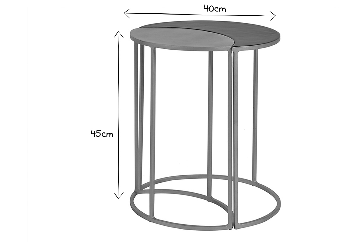 Table d'appoint en m�tal laqu� noir et dor� TOSCANE